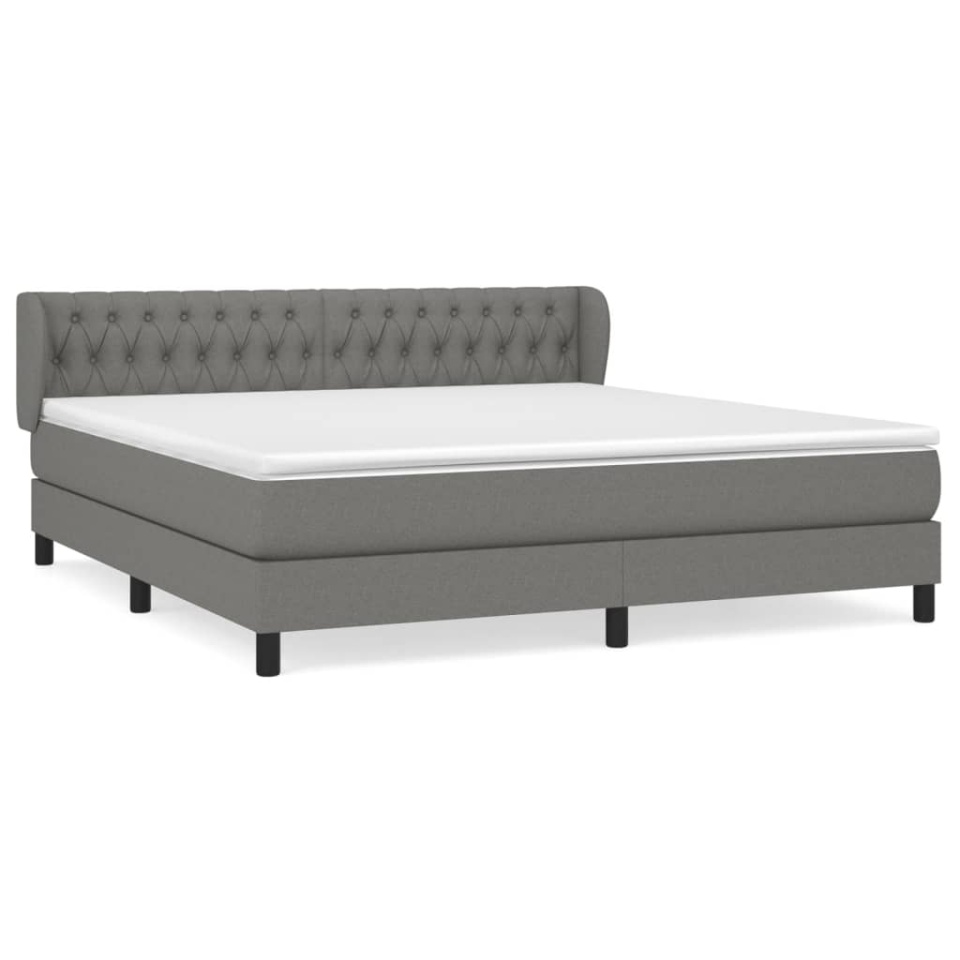 Pat box spring cu saltea, gri închis, 180x200 cm, textil - 1 | YEO