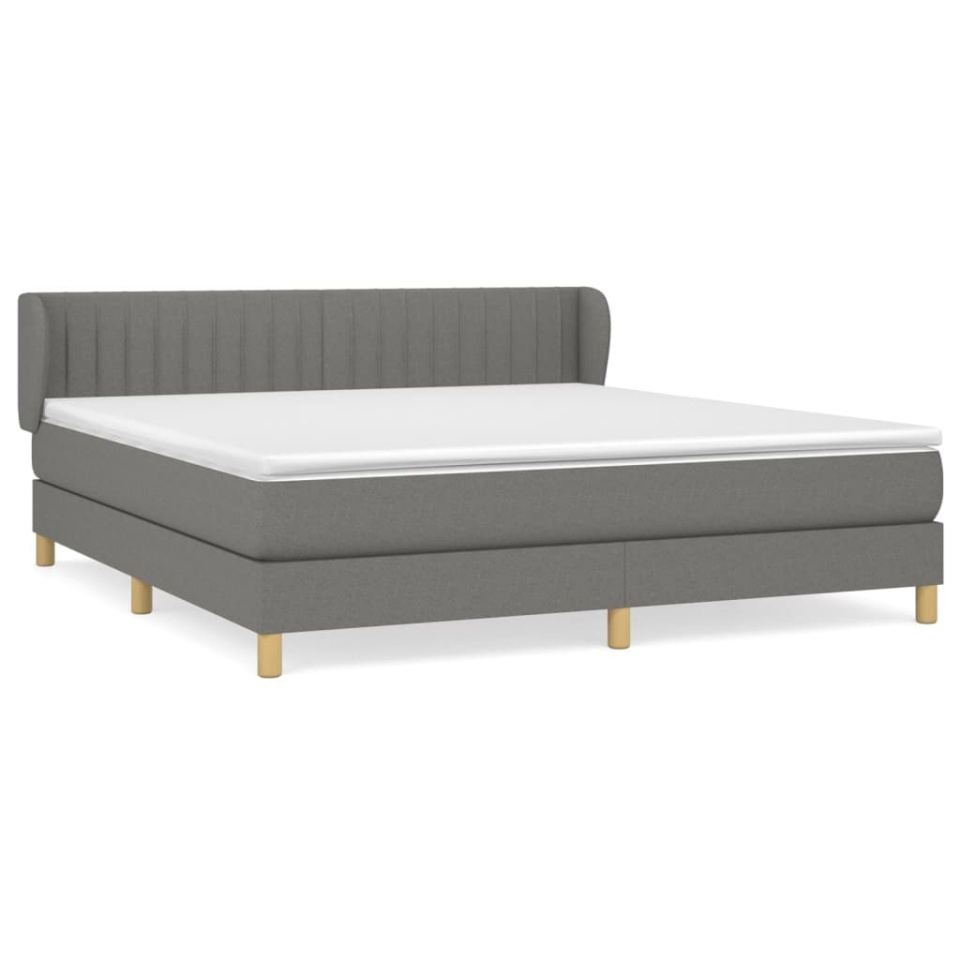 Pat box spring cu saltea, gri închis, 180x200 cm, textil - 1 | YEO