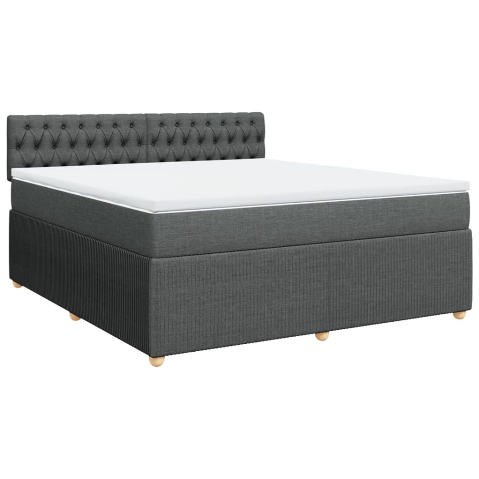 Pat box spring cu saltea, gri închis, 180x200 cm, textil - 1 | YEO
