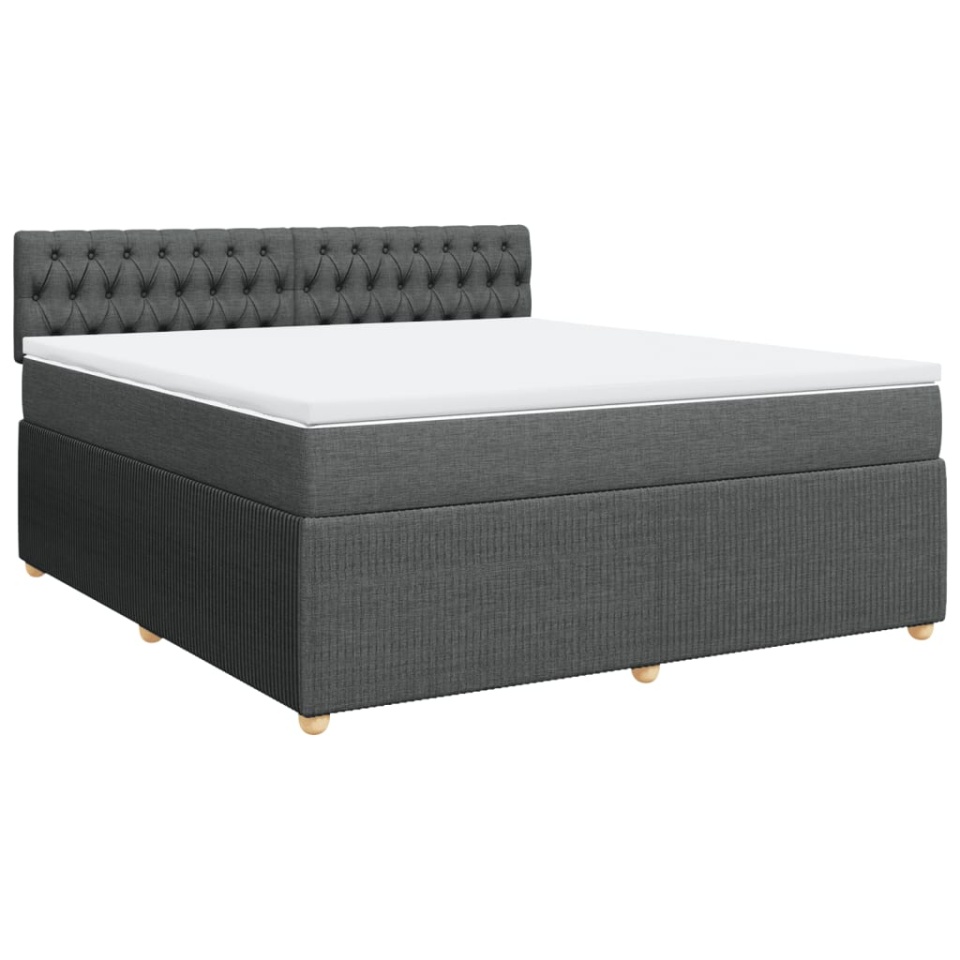 Pat box spring cu saltea, gri închis, 180x200 cm, textil - 2 | YEO