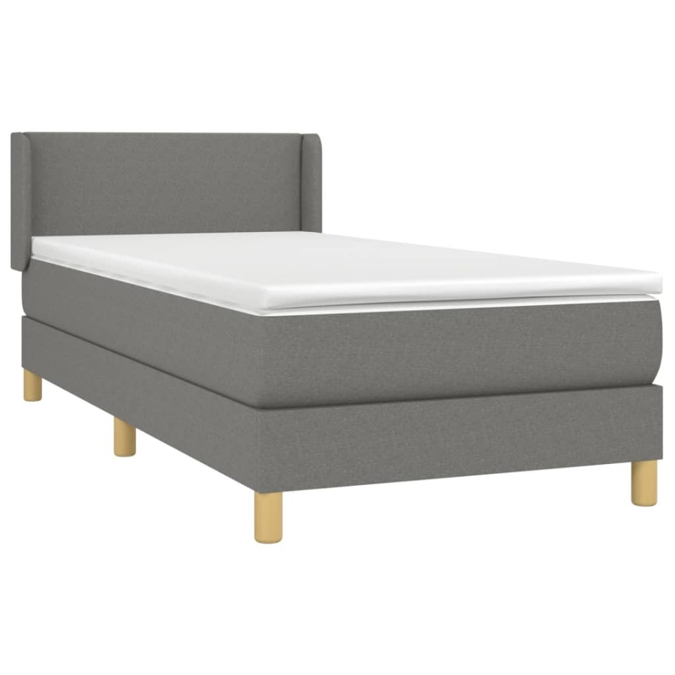 Pat box spring cu saltea, gri închis, 80x200 cm, textil - 2 | YEO