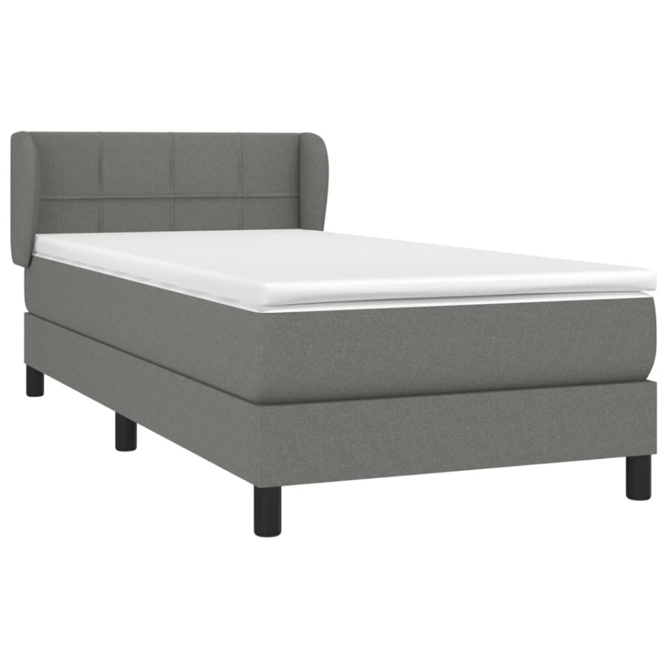 Pat box spring cu saltea, gri închis, 90x190 cm, textil - 2 | YEO