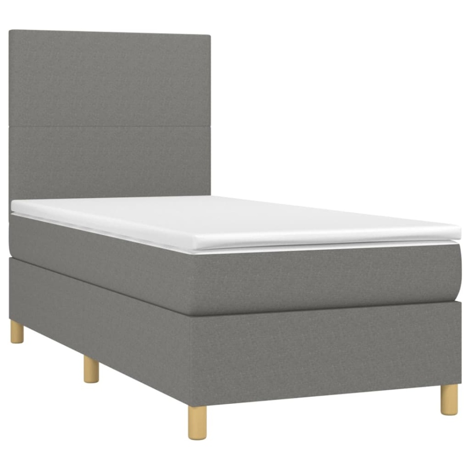 Pat box spring cu saltea, gri închis, 90x190 cm, textil - 2 | YEO