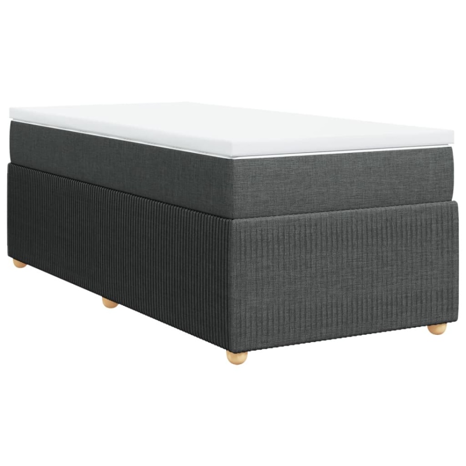 Pat box spring cu saltea, gri închis, 90x190 cm, textil - 1 | YEO