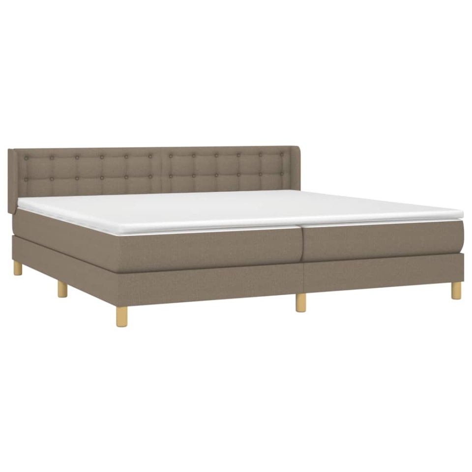 Pat box spring cu saltea, gri taupe, 160x200 cm material textil - 2 | YEO