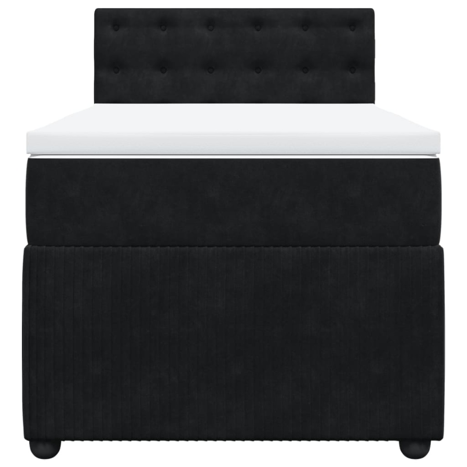 Pat box spring cu saltea, negru, 100x200 cm, catifea - 3 | YEO
