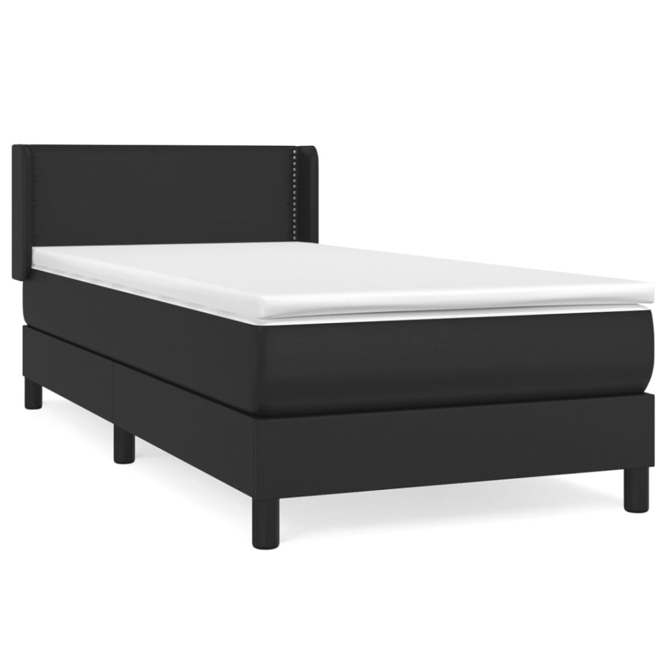 Pat box spring cu saltea, negru, 100x200 cm, piele ecologică - 1 | YEO
