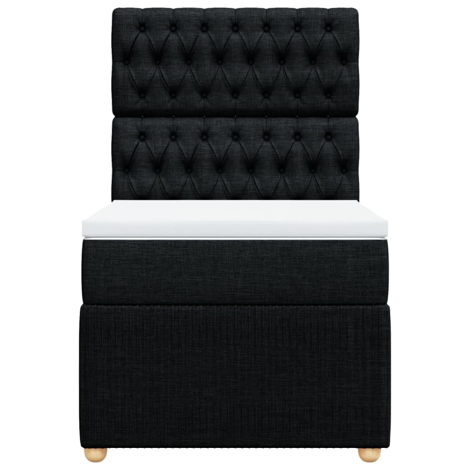 Pat box spring cu saltea, negru, 100x200 cm, textil - 4 | YEO