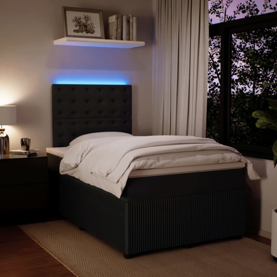 Pat box spring cu saltea, negru, 120x200 cm, catifea - 3 | YEO