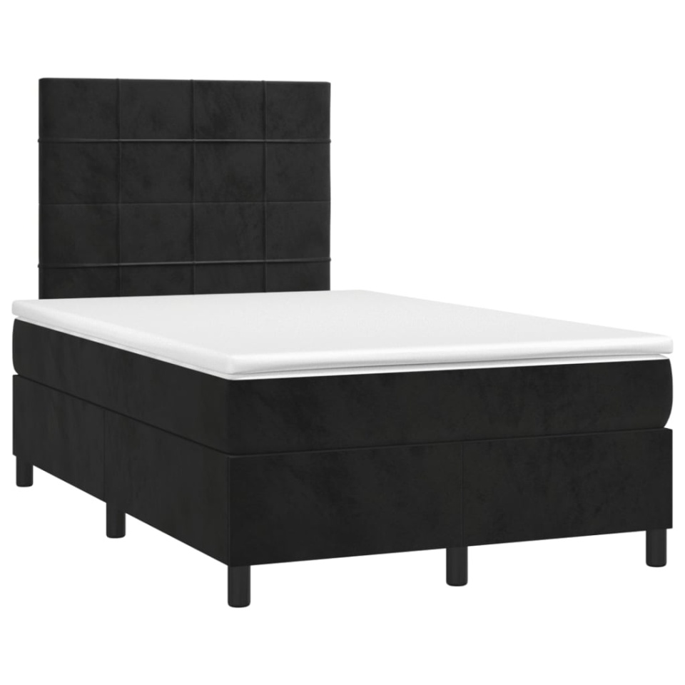 Pat box spring cu saltea, negru, 120x200 cm, catifea - 2 | YEO