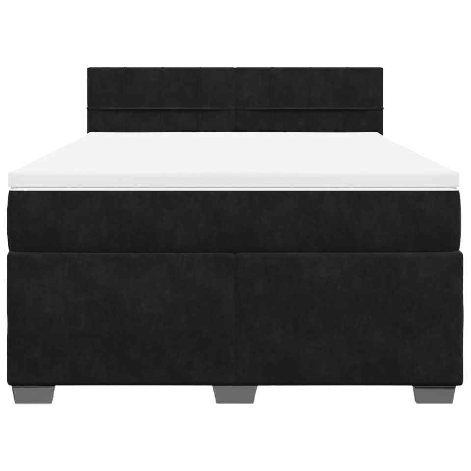 Pat box spring cu saltea, negru, 160x200 cm, catifea - 3 | YEO