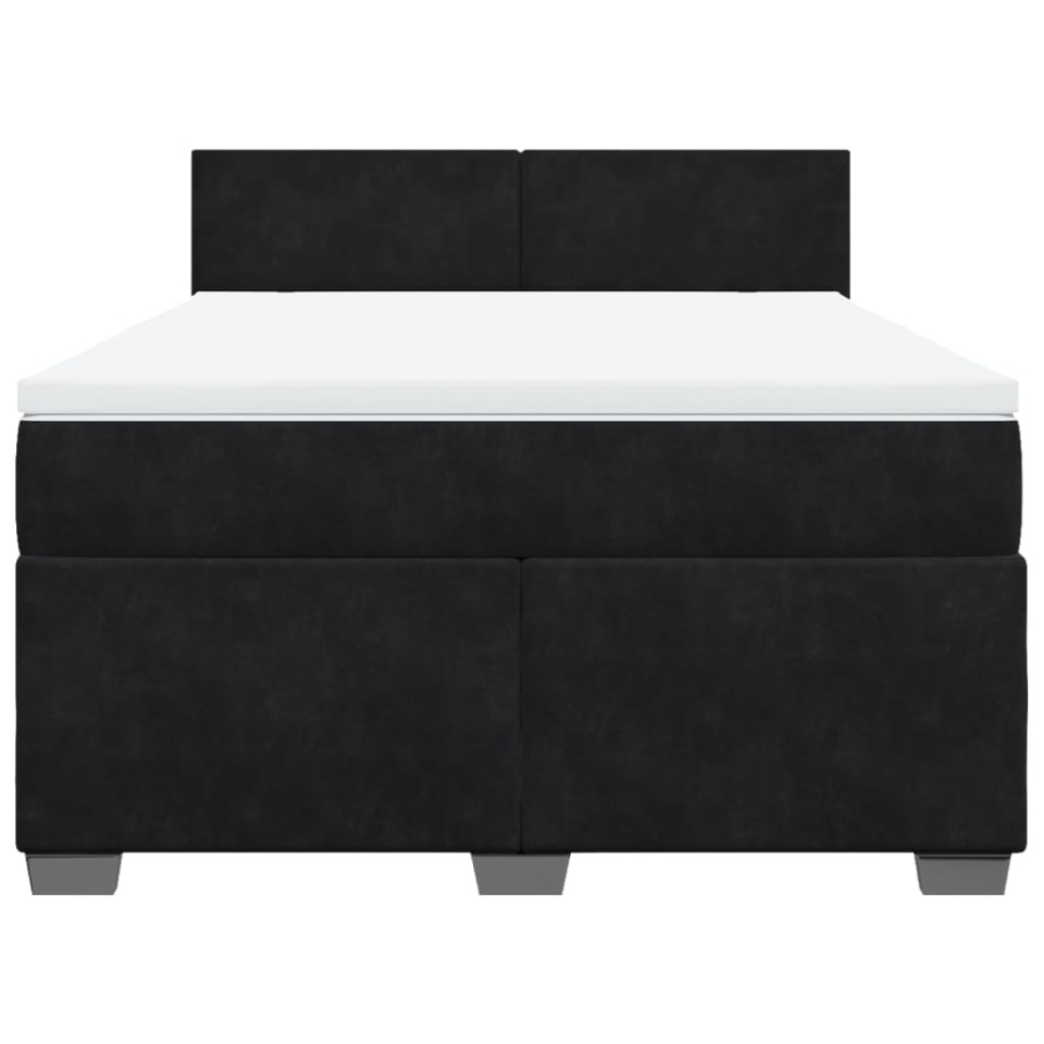 Pat box spring cu saltea, negru, 160x200 cm, catifea - 3 | YEO