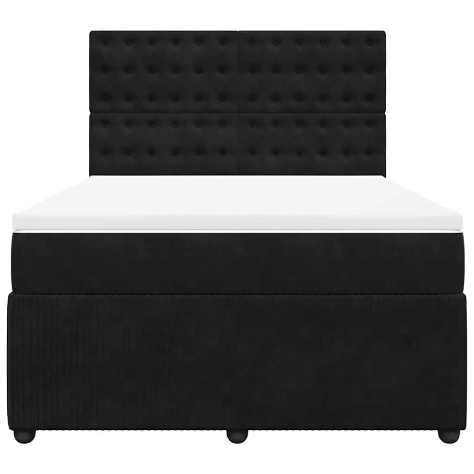 Pat box spring cu saltea, negru, 160x200 cm, catifea - 3 | YEO