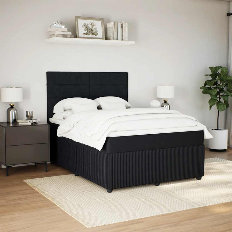 Pat box spring cu saltea, negru, 160x200 cm, catifea - 2 | YEO