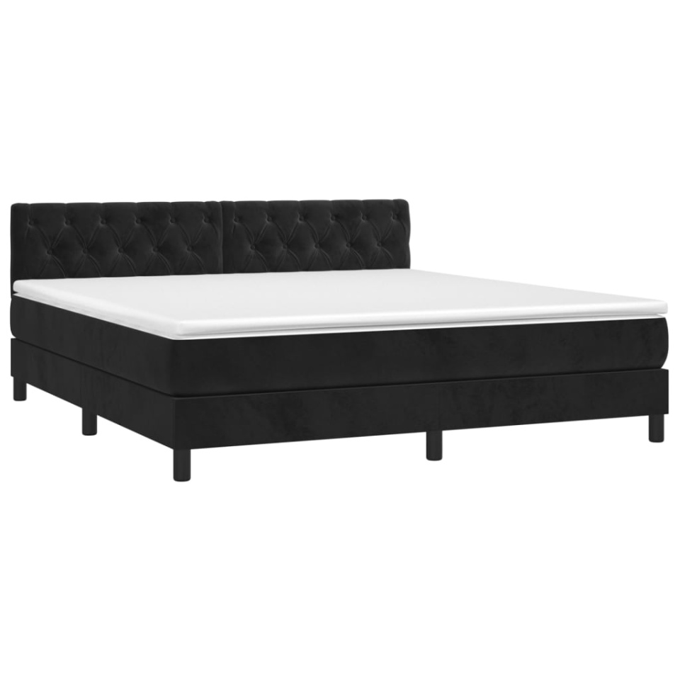 Pat box spring cu saltea, negru, 160x200 cm, catifea - 2 | YEO