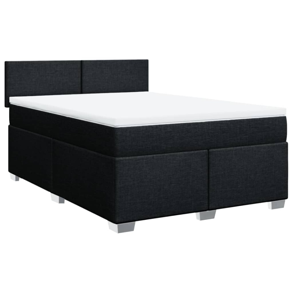 Pat box spring cu saltea, negru, 160x200 cm, textil - 2 | YEO