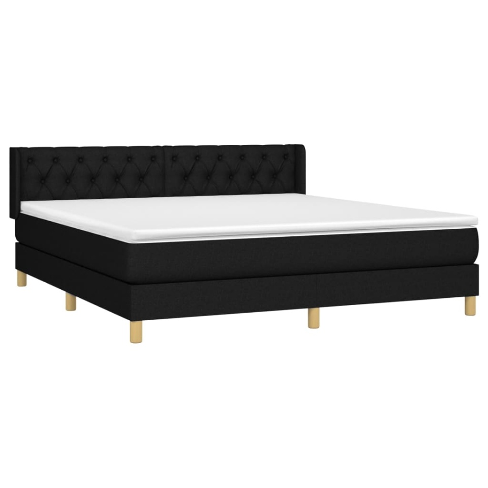Pat box spring cu saltea, negru, 160x200 cm, textil - 2 | YEO