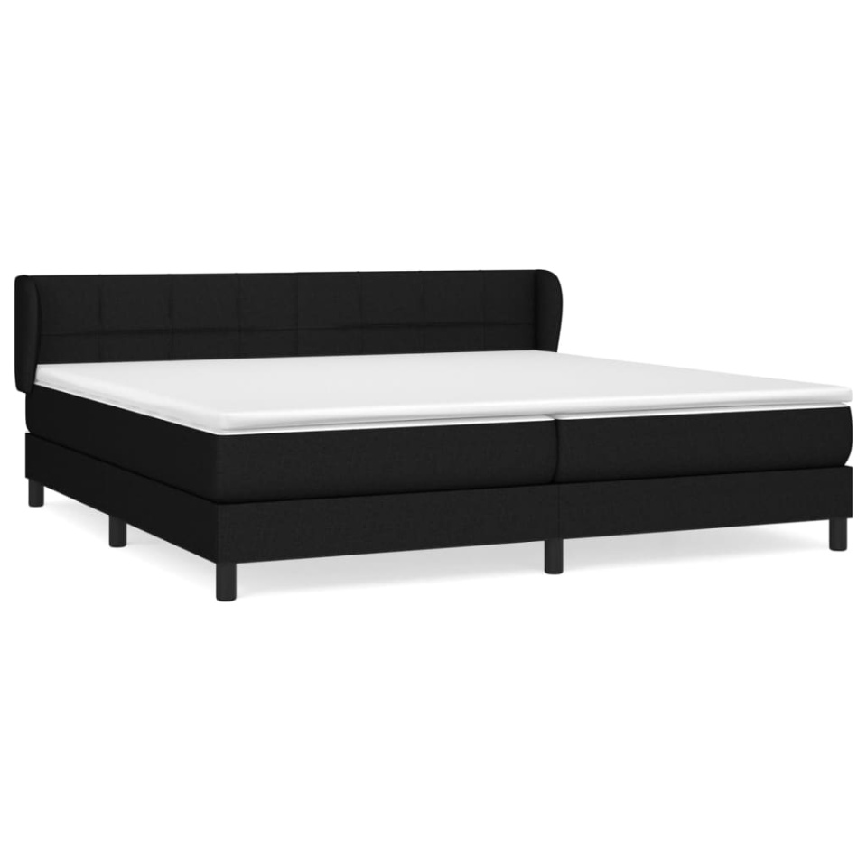 Pat box spring cu saltea, negru, 200x200 cm, textil - 1 | YEO