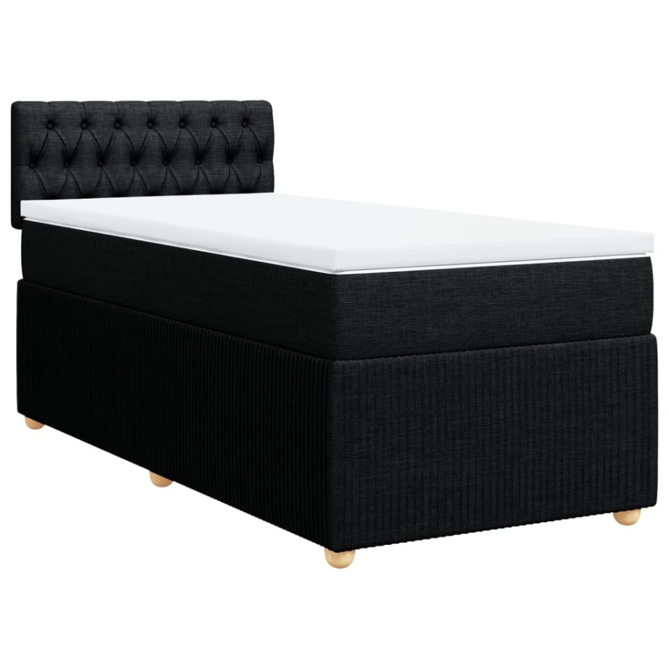 Pat box spring cu saltea, negru, 80x200 cm, textil - 1 | YEO