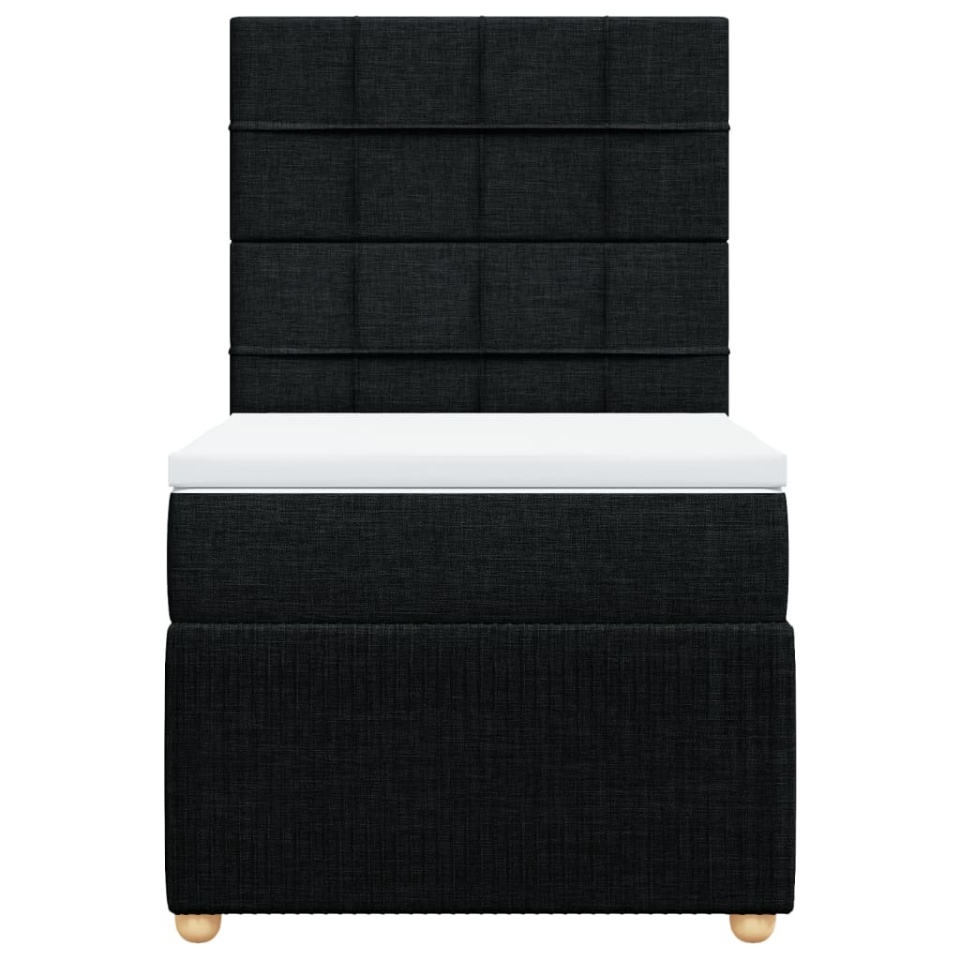 Pat box spring cu saltea, negru, 80x200 cm, textil - 3 | YEO