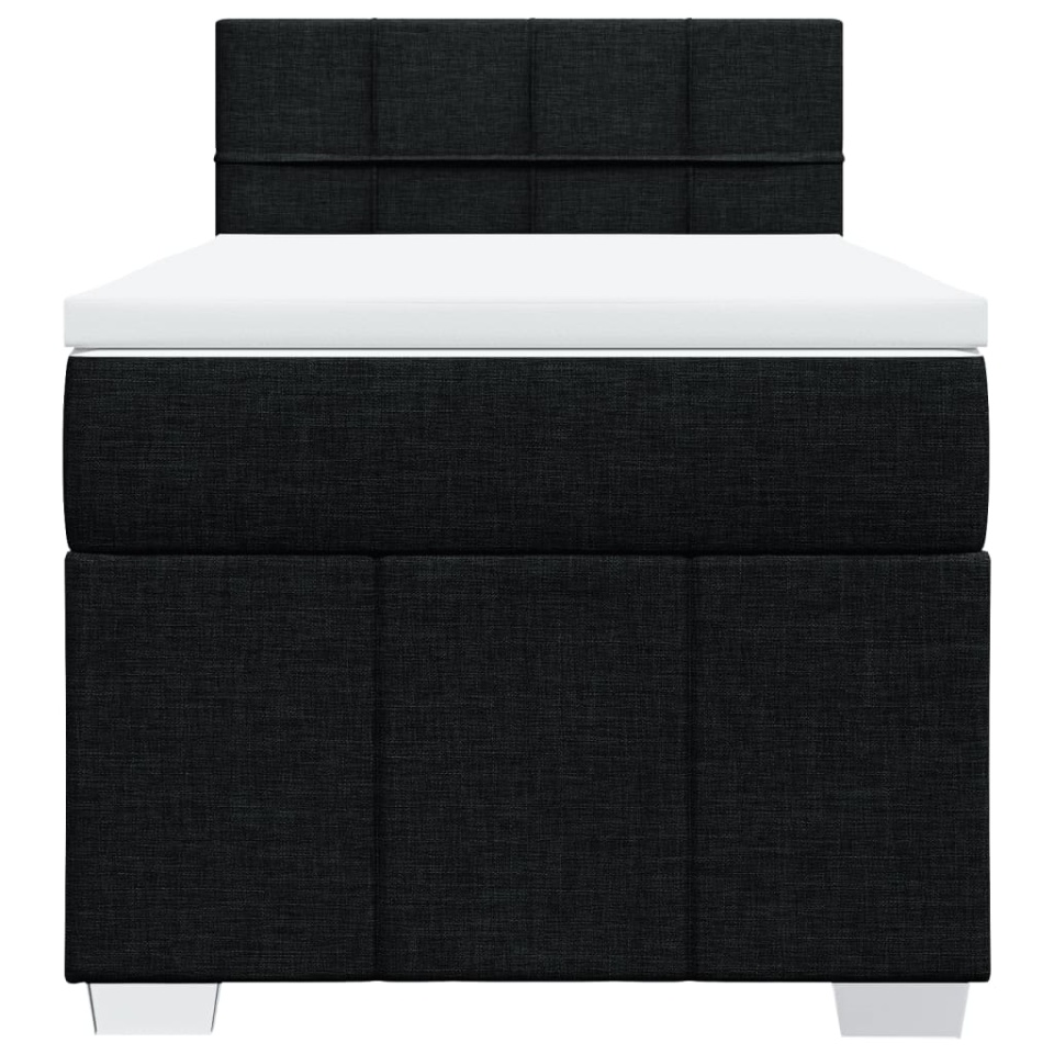 Pat box spring cu saltea, negru, 90x190 cm, textil - 3 | YEO