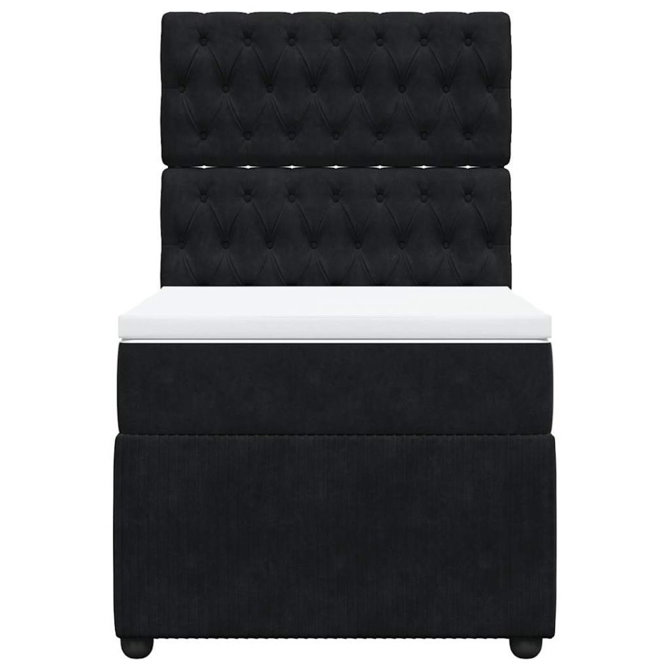 Pat box spring cu saltea, negru, 90x200 cm, catifea - 4 | YEO