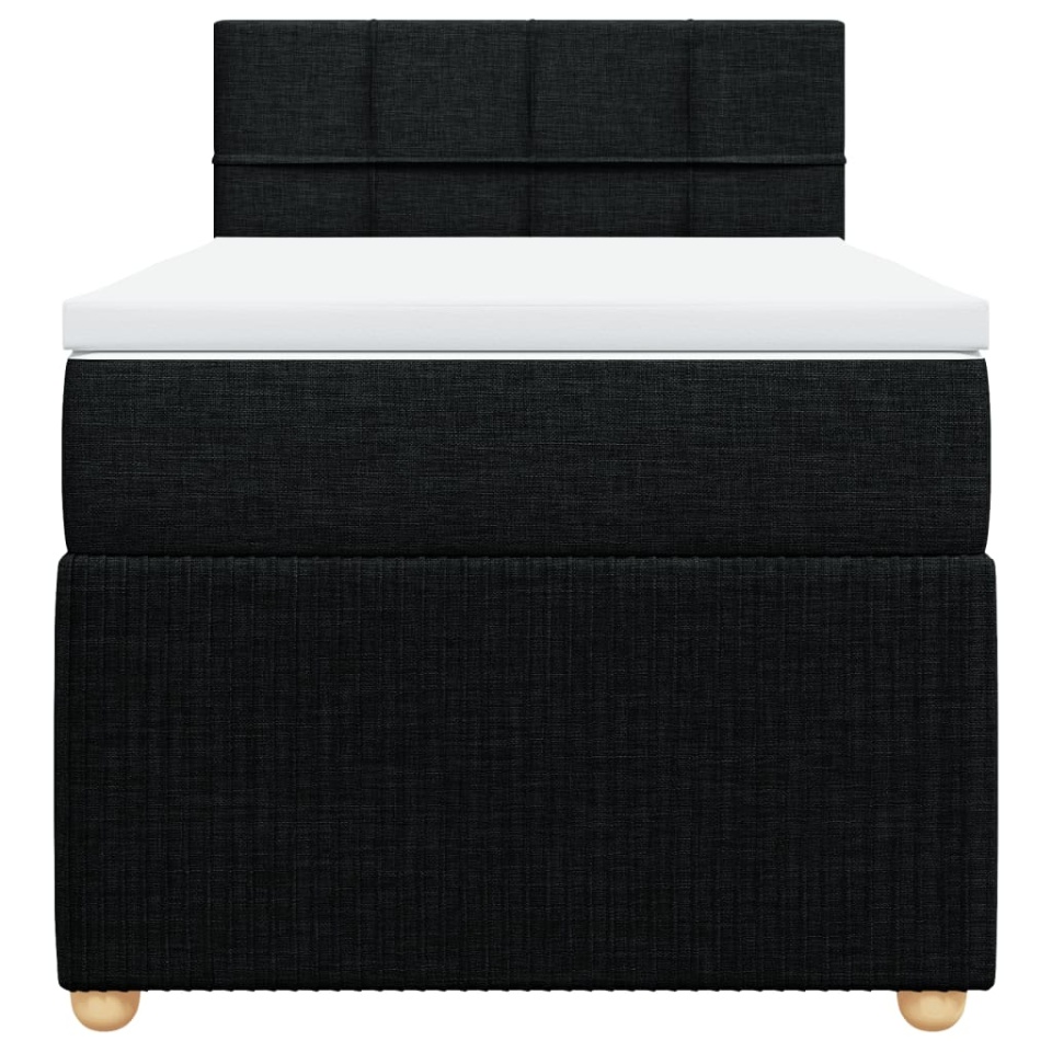 Pat box spring cu saltea, negru, 90x200 cm, textil - 3 | YEO