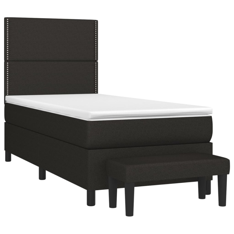 Pat box spring cu saltea, negru, 90x200 cm, textil - 2 | YEO