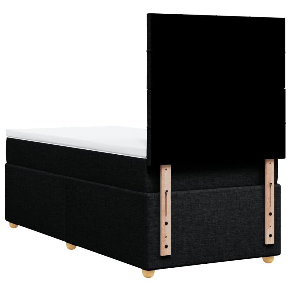 Pat box spring cu saltea, negru, 90x200 cm, textil - 4 | YEO