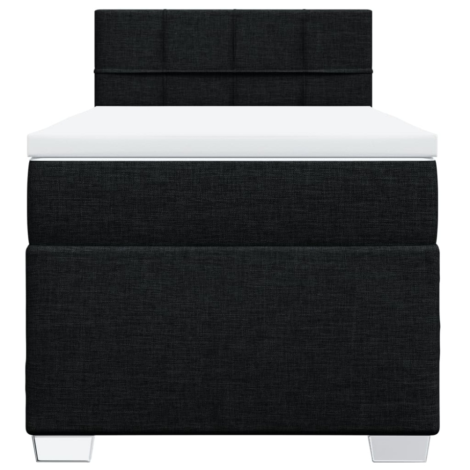 Pat box spring cu saltea, negru, 90x200 cm, textil - 4 | YEO