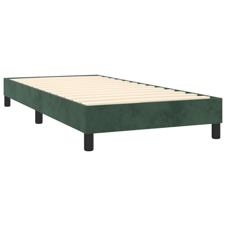 Pat box spring cu saltea, verde închis, 100x200 cm, catifea - 3 | YEO