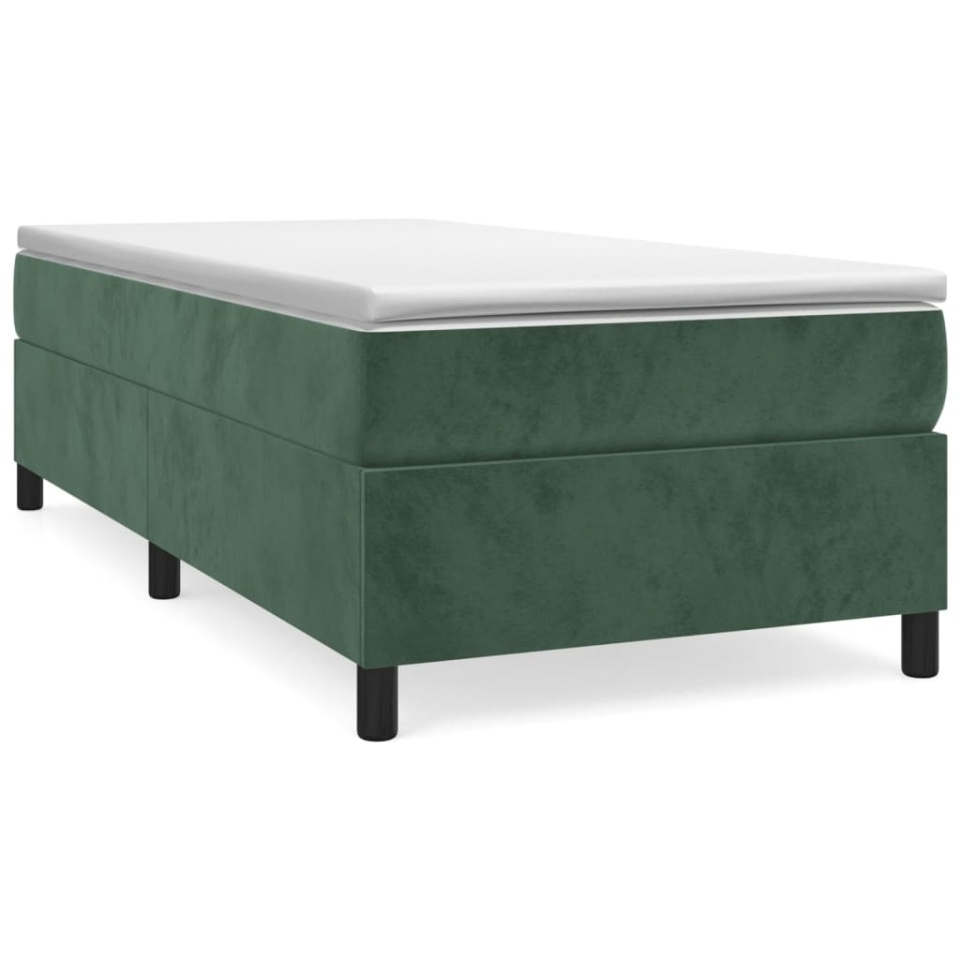 Pat box spring cu saltea, verde închis, 100x200 cm, catifea - 1 | YEO