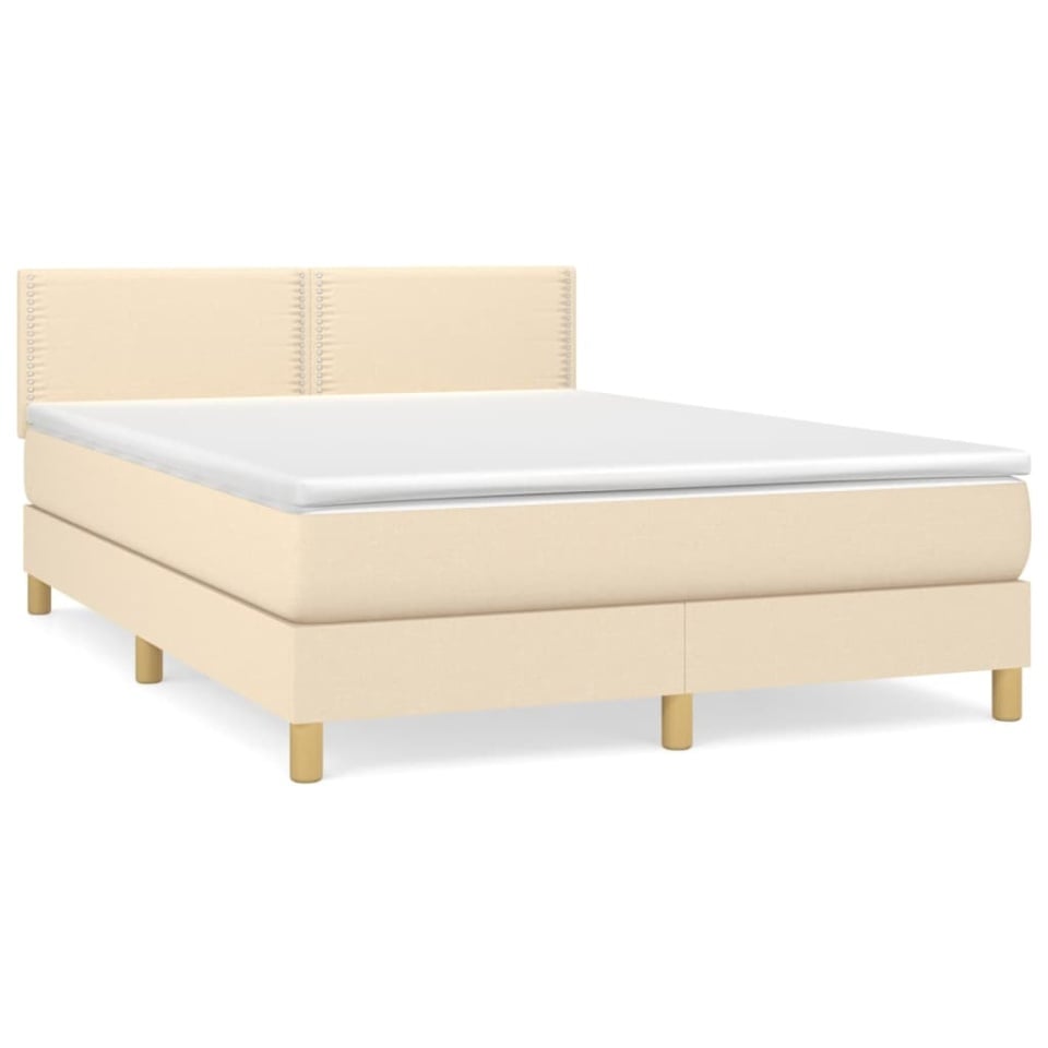 Pat continental cu saltea, crem, 140x200 cm, material textil - 1 | YEO