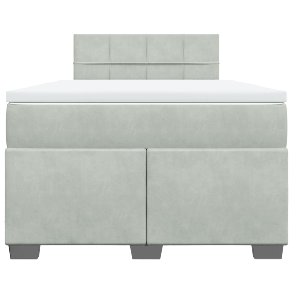 Pat continental cu saltea, gri deschis, 120x200 cm, catifea - 3 | YEO
