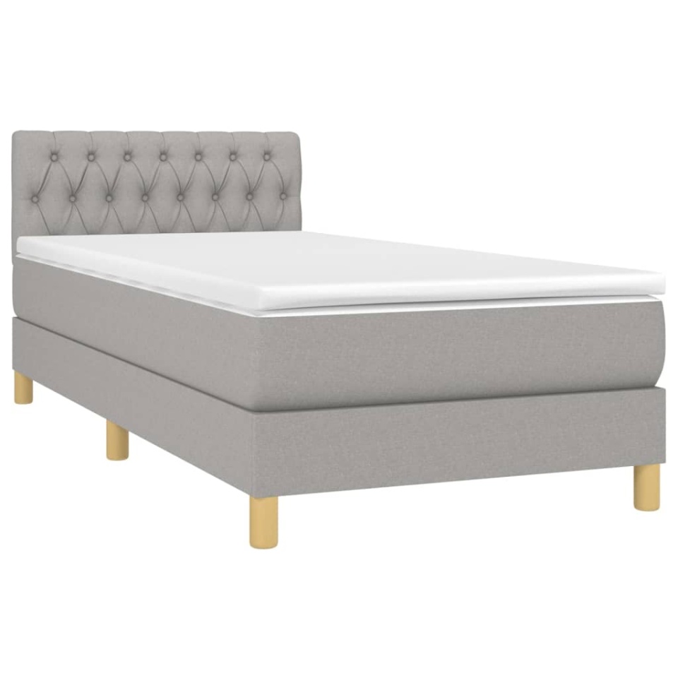 Pat continental cu saltea, gri deschis, 80x200 cm, textil - 2 | YEO
