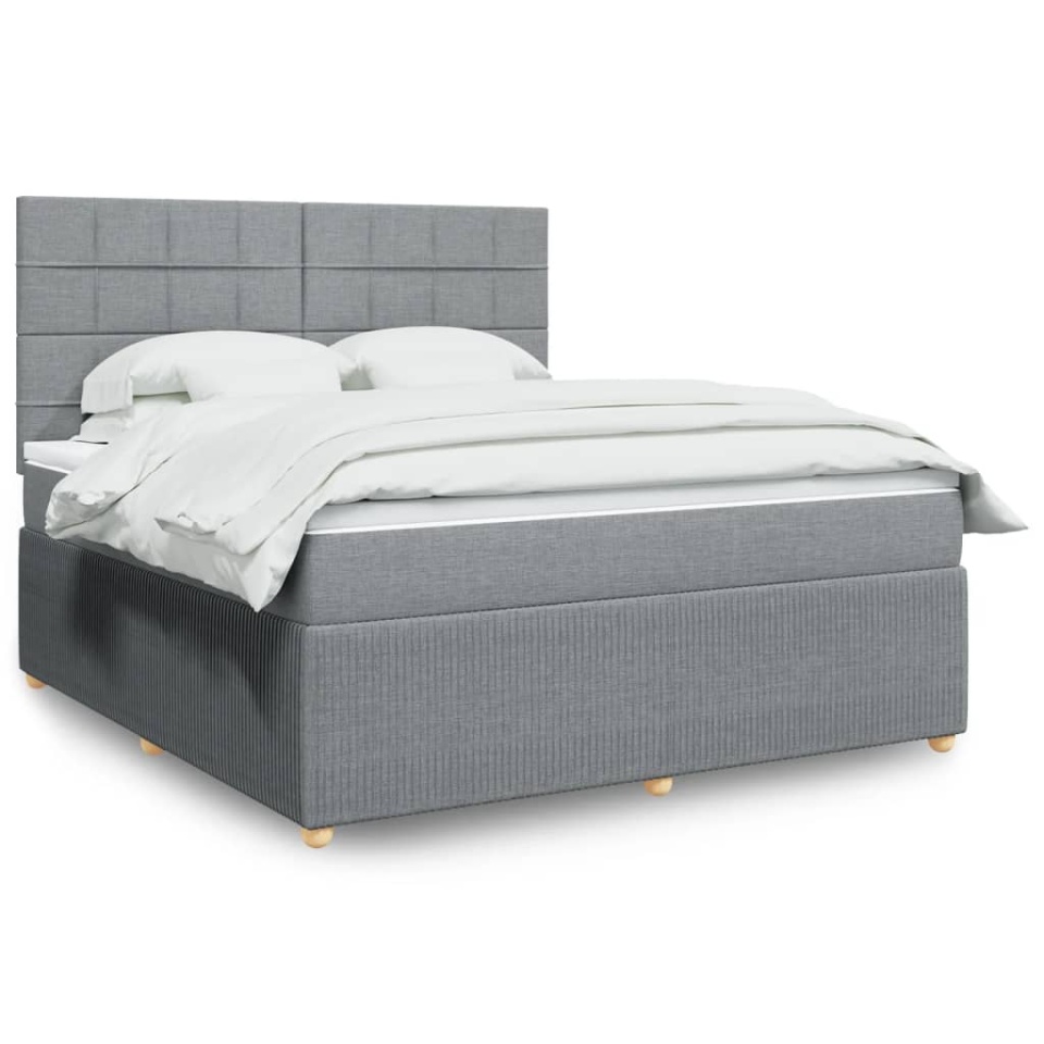 Pat continental, gri deschis, 180x200 cm, material textil