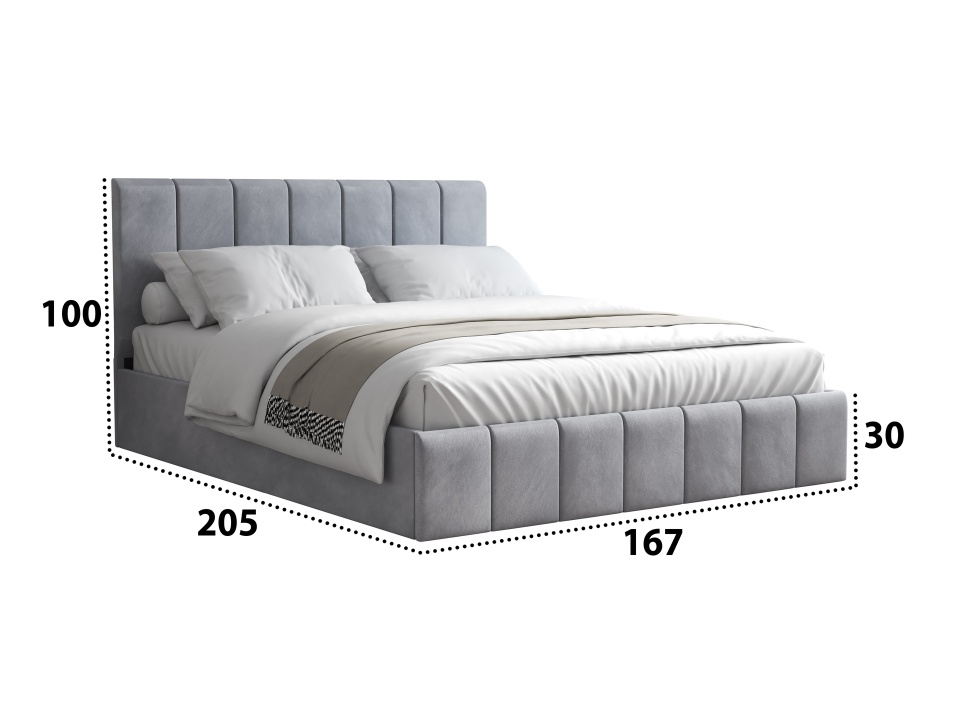 Pat Cozy cu saltea, 160x200 cm, gri deschis, suport saltea din PAL - 3 | YEO