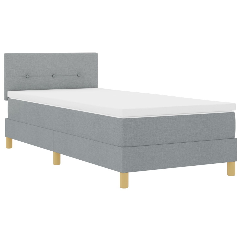 Pat cu arcuri cu saltea Gri deschis 90x200 cm Țesătură - 2 | YEO