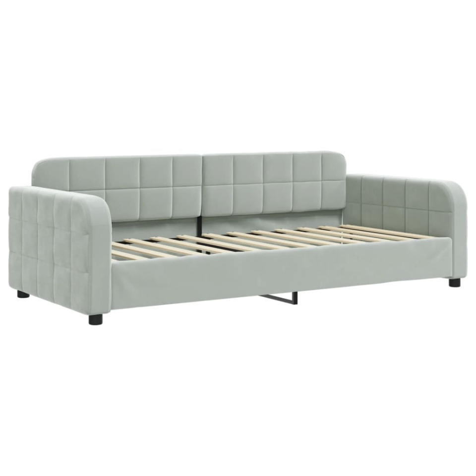 Pat de zi cu extensie și sertare, gri deschis 90x200 cm catifea - 3 | YEO