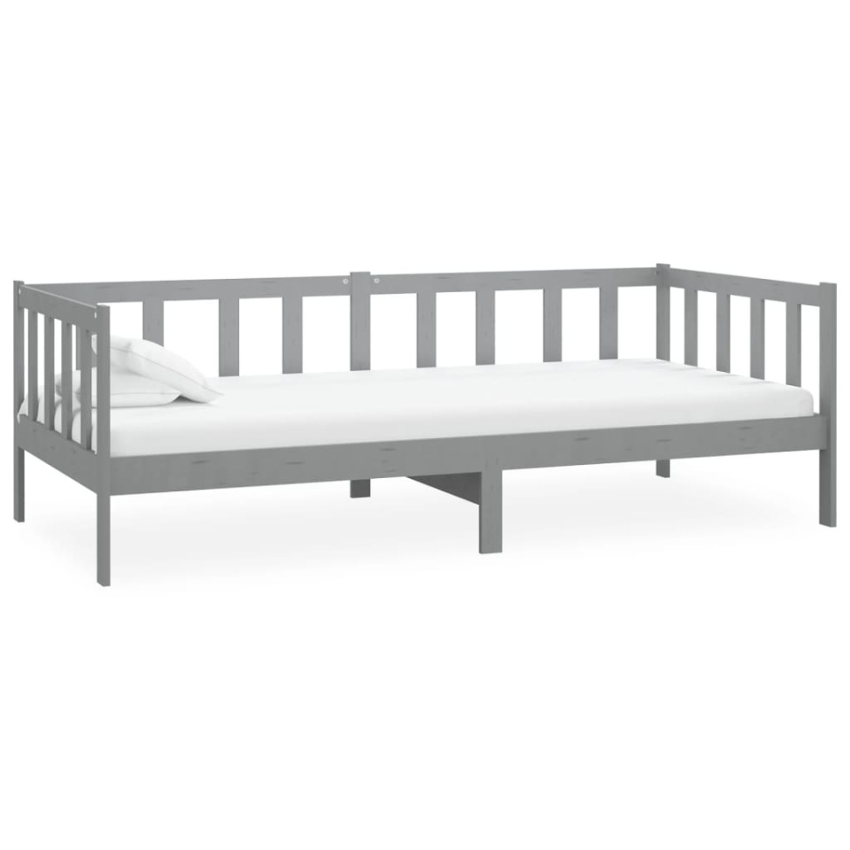 Pat de zi cu saltea, gri, 90x200 cm, lemn masiv de pin - 3 | YEO