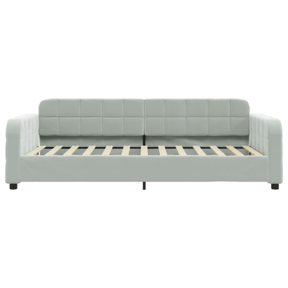 Pat de zi cu saltea, gri deschis, 90x200 cm, catifea - 3 | YEO