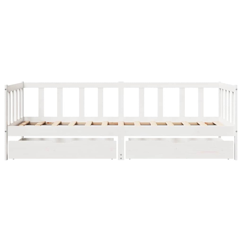 Pat de zi cu sertare, alb, 80x200 cm, lemn masiv pin - 3 | YEO