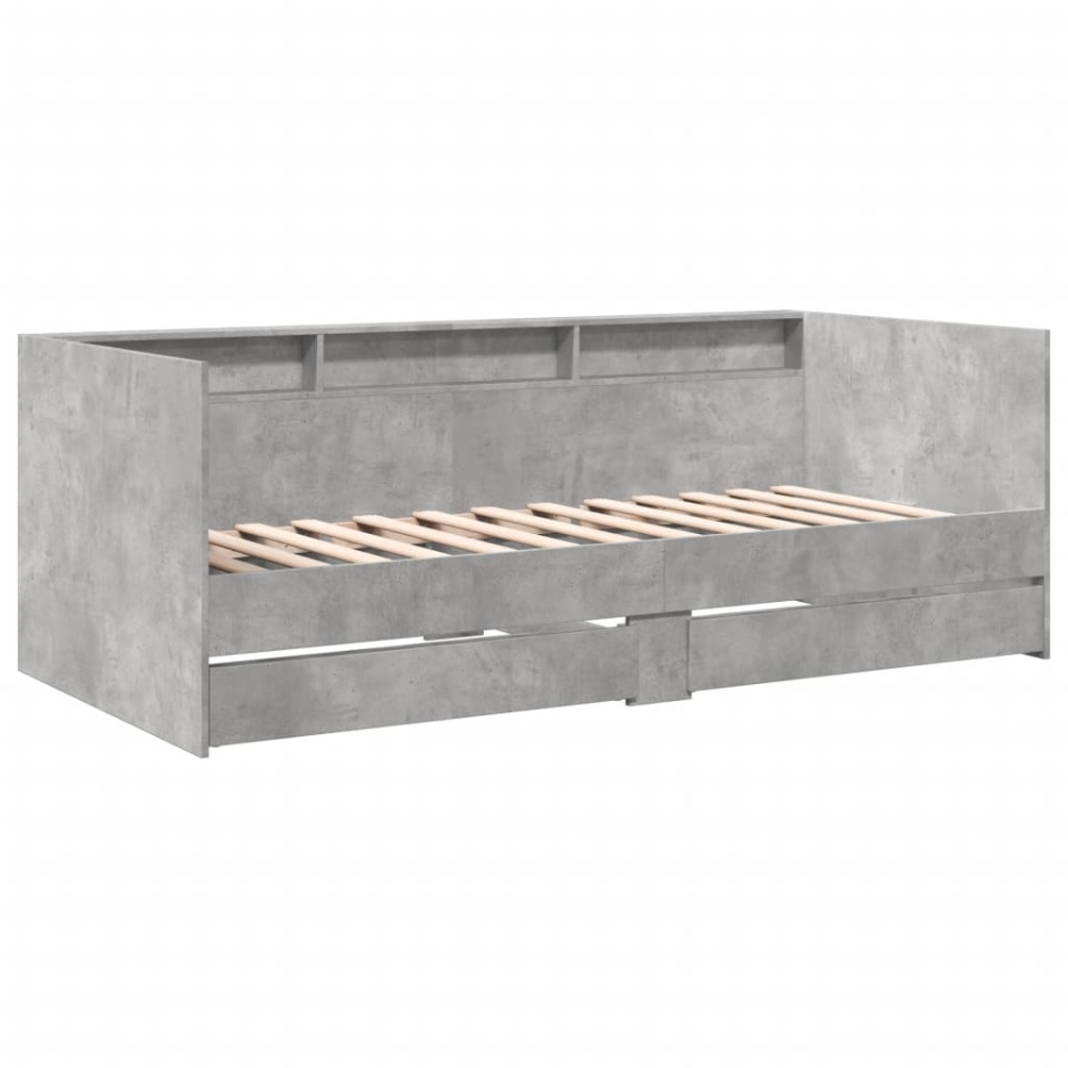 Pat de zi cu sertare fără saltea, gri beton, 100x200 cm - 2 | YEO