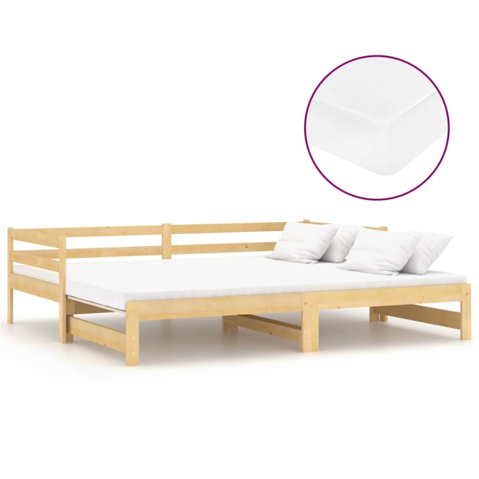 Pat extensibil de zi, 2x(90x200) cm, lemn masiv de pin - 1 | YEO