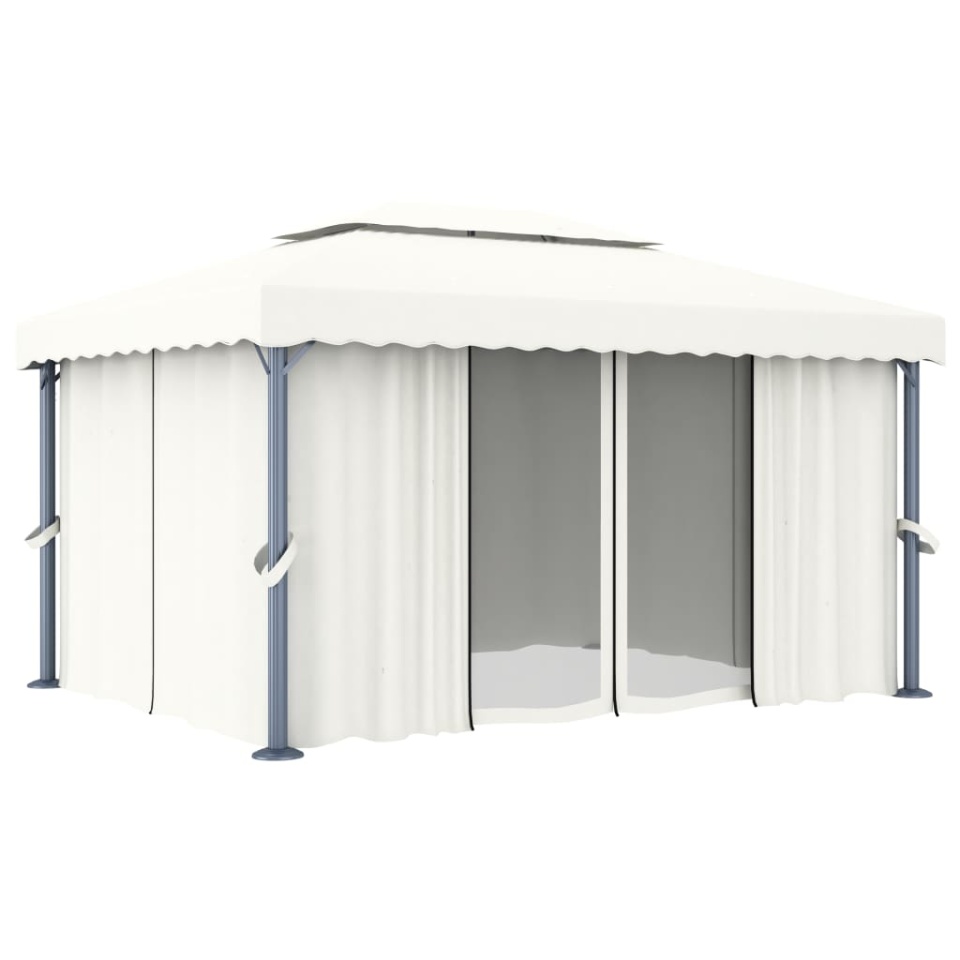 Pavilion cu perdea, alb crem, 4 x 3 m, aluminiu - 1 | YEO