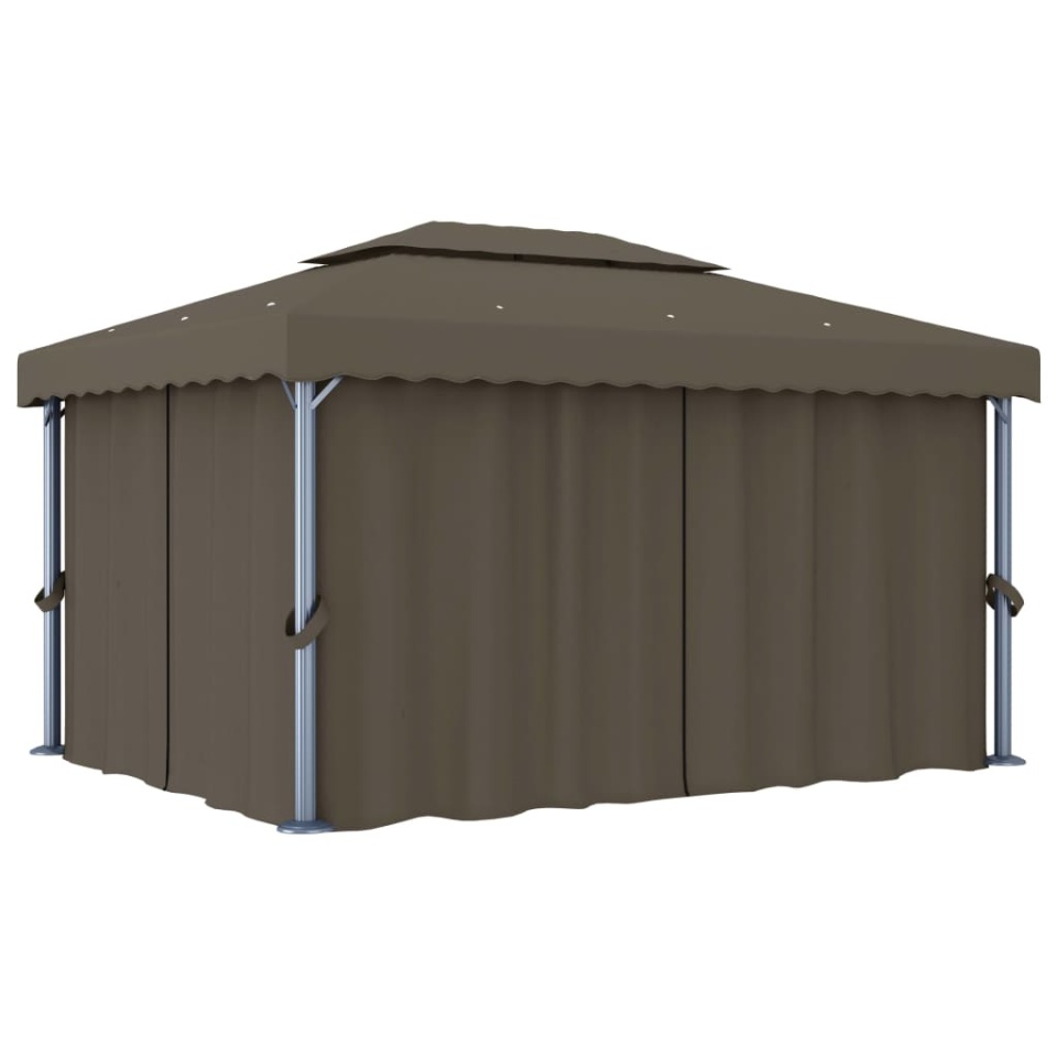 Pavilion cu perdea & șir de lumini LED, gri taupe, 4x3 m - 2 | YEO