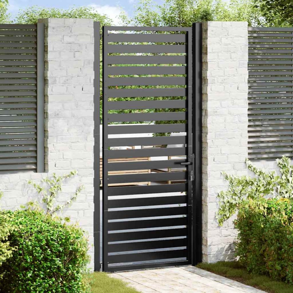 Poarta de gradina incuiata neagra 100x200 cm aluminiu