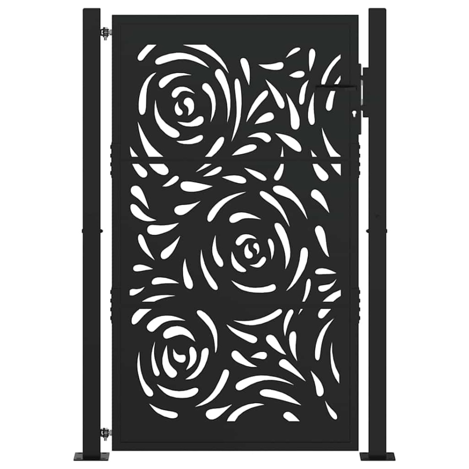 Poarta de gradina neagra 105x155 cm design flacara din otel - 2 | YEO