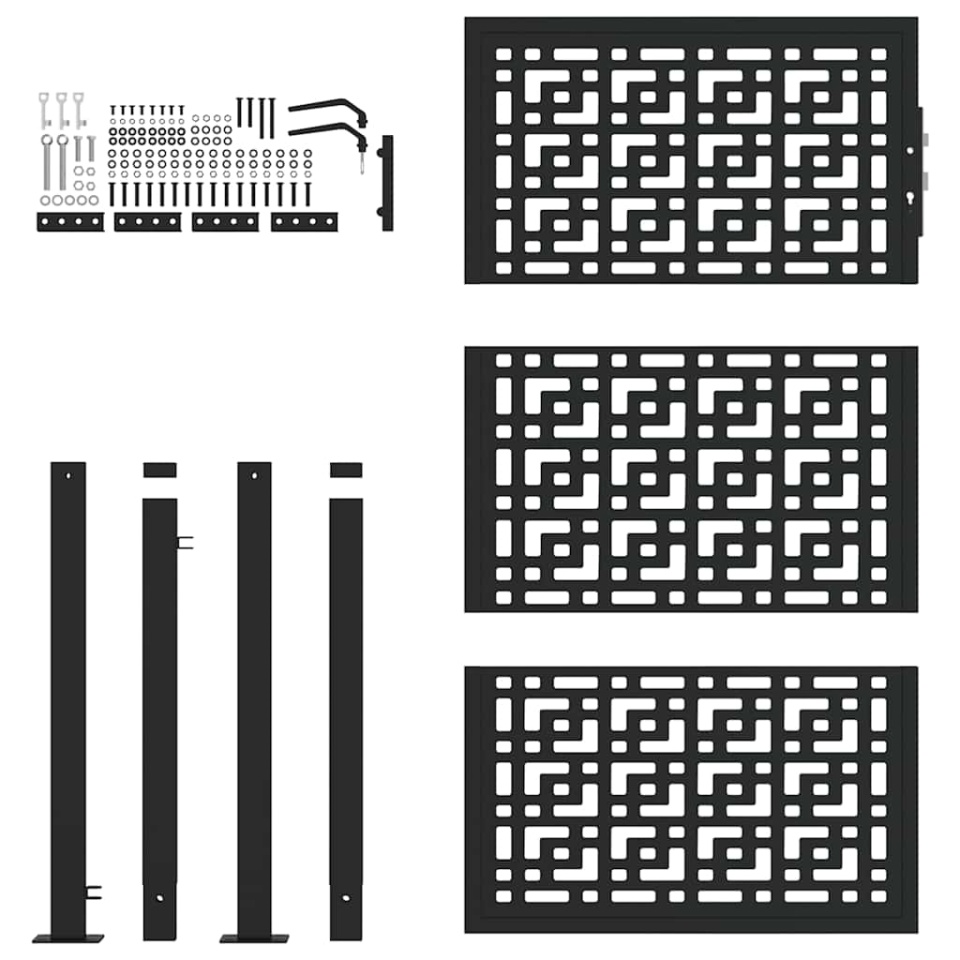 Poartă de grădină neagră 105x155 cm Design în cruce de oțel - 3 | YEO