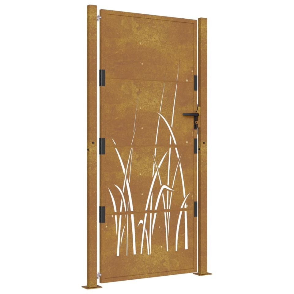 Poartă pentru grădină, 105x180 cm, oțel corten, model iarbă - 1 | YEO